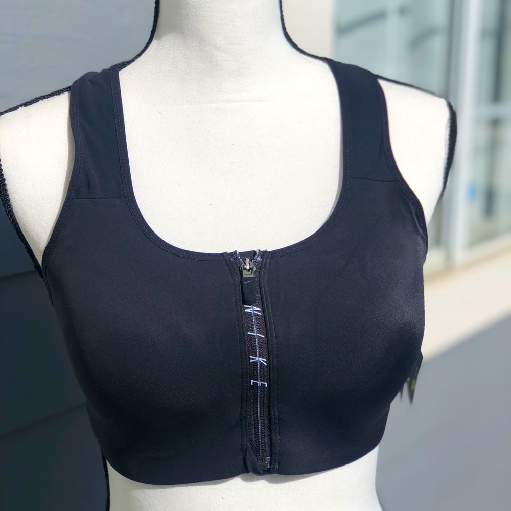 Nike Shape Bra- black zip up sports bra